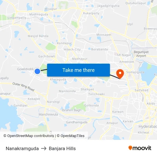 Nanakramguda to Banjara Hills map
