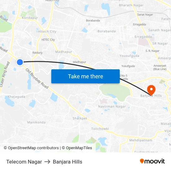 Telecom Nagar to Banjara Hills map