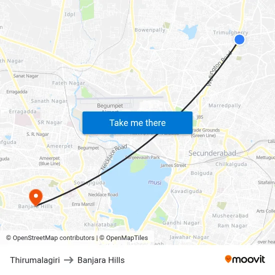 Thirumalagiri to Banjara Hills map
