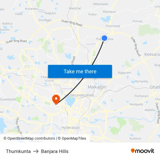 Thumkunta to Banjara Hills map