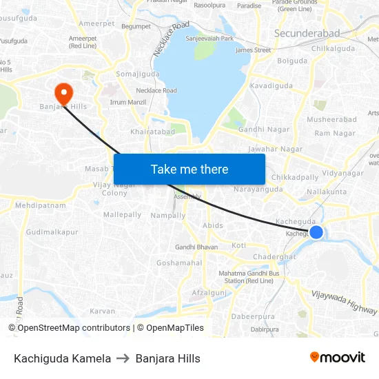 Kachiguda Kamela to Banjara Hills map