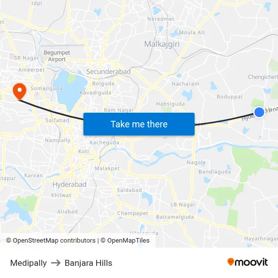 Medipally to Banjara Hills map
