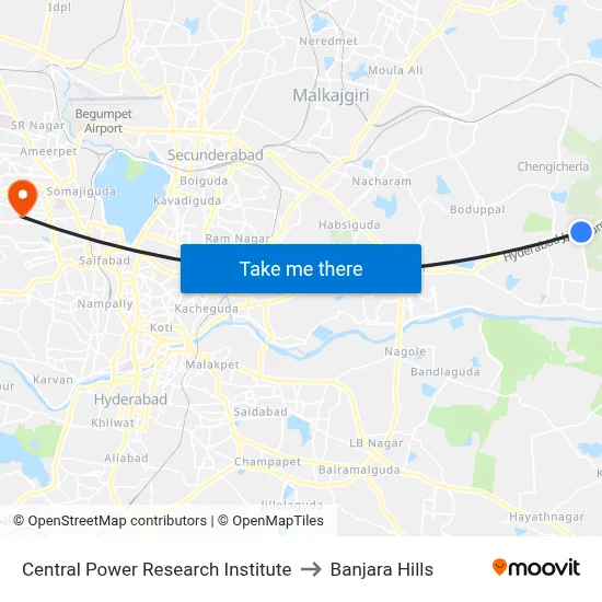 Central Power Research Institute to Banjara Hills map