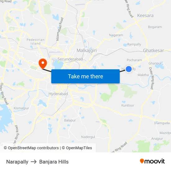 Narapally to Banjara Hills map