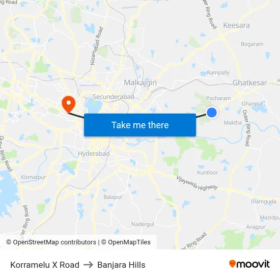 Korramelu X Road to Banjara Hills map