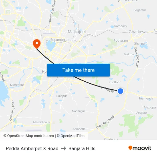 Pedda Amberpet X Road to Banjara Hills map