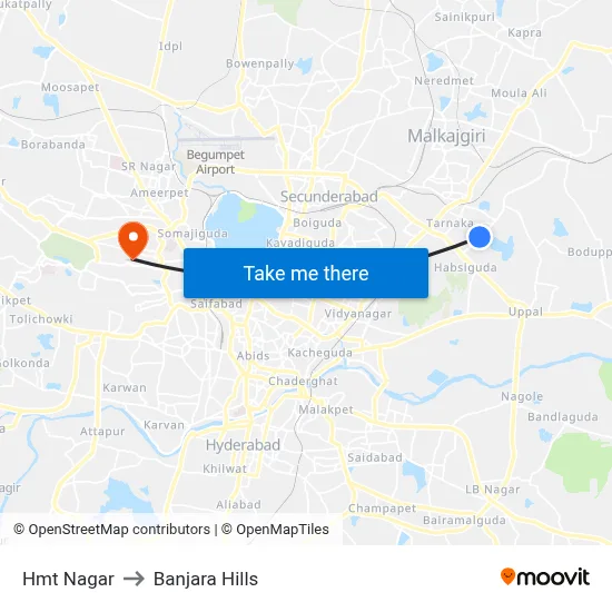 Hmt Nagar to Banjara Hills map