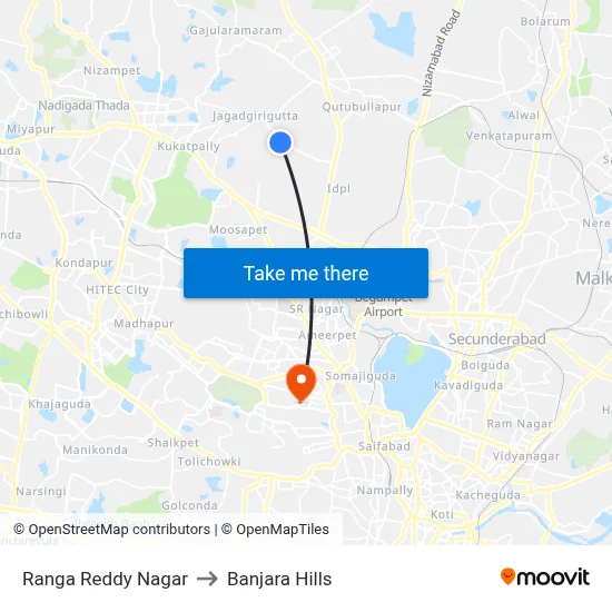 Ranga Reddy Nagar to Banjara Hills map