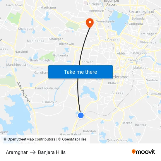 Aramghar to Banjara Hills map