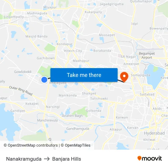 Nanakramguda to Banjara Hills map