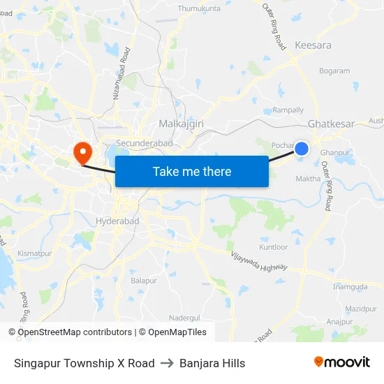 Singapur Township X Road to Banjara Hills map