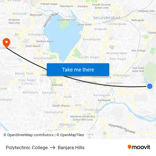 Polytechnic College to Banjara Hills map
