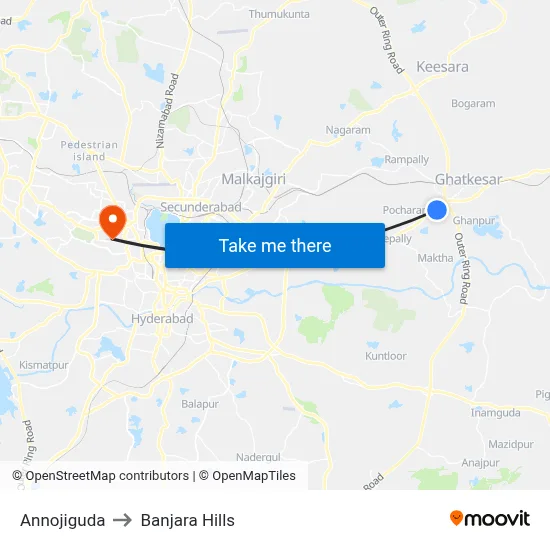 Annojiguda to Banjara Hills map