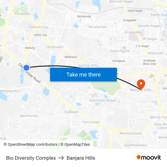 Bio Diversity Complex to Banjara Hills map