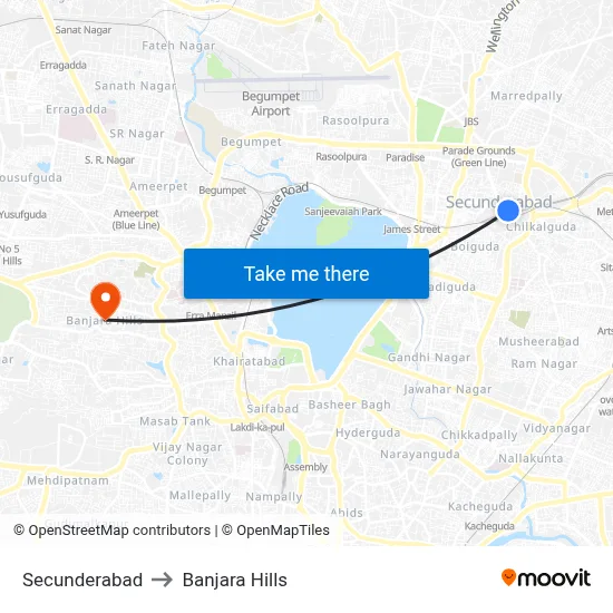 Secunderabad to Banjara Hills map