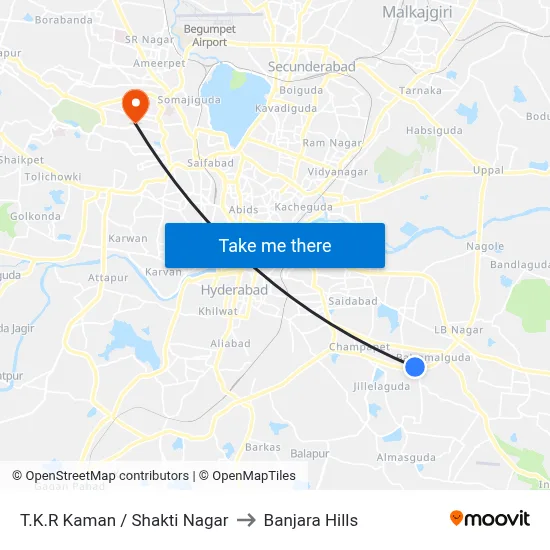 T.K.R Kaman / Shakti Nagar to Banjara Hills map