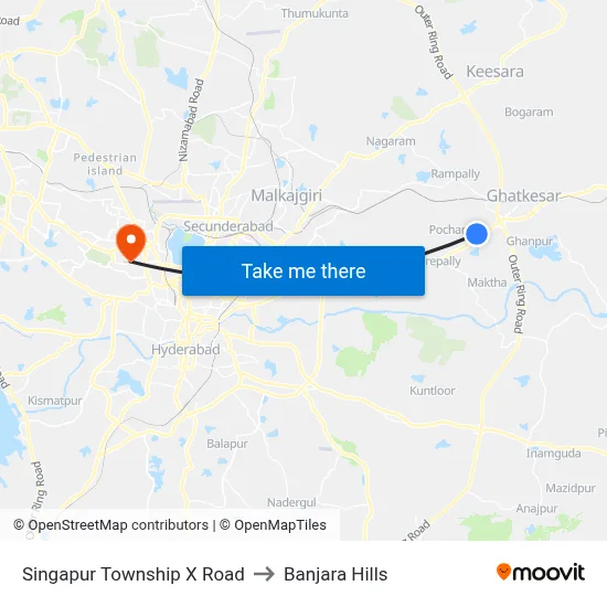 Singapur Township X Road to Banjara Hills map
