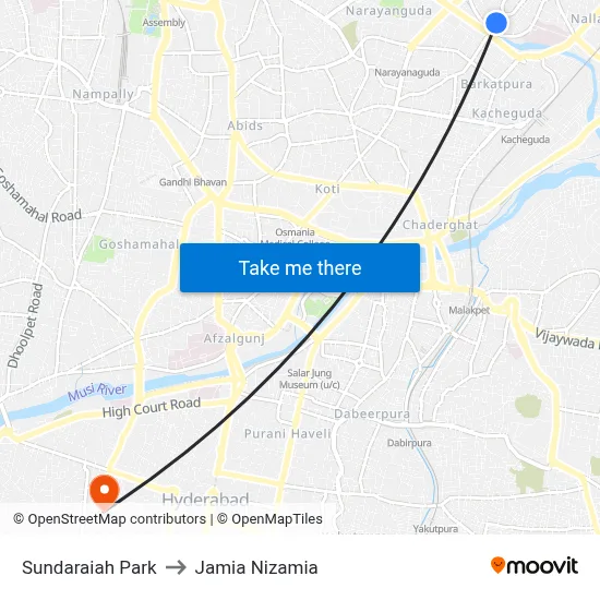 Sundaraiah Park to Jamia Nizamia map