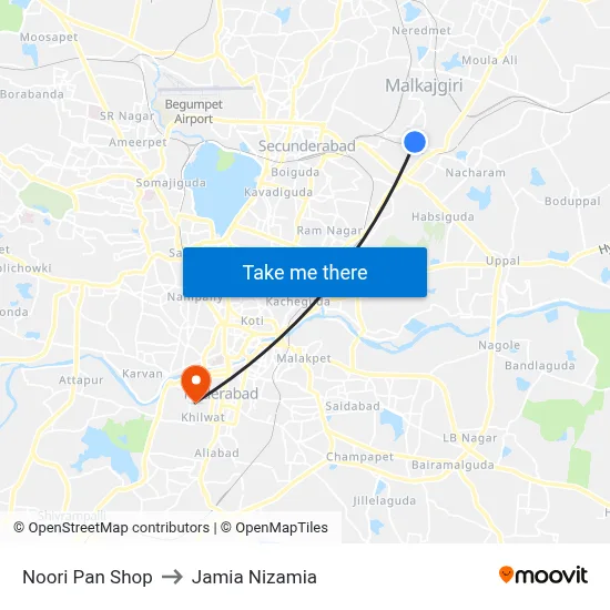 Noorie Pan Shop Twd Mettuguda to Jamia Nizamia map