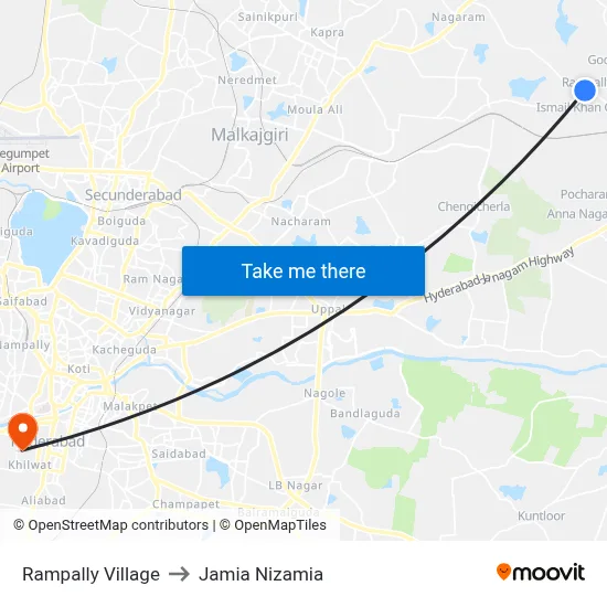 Rampally Village Twd ECIL to Jamia Nizamia map