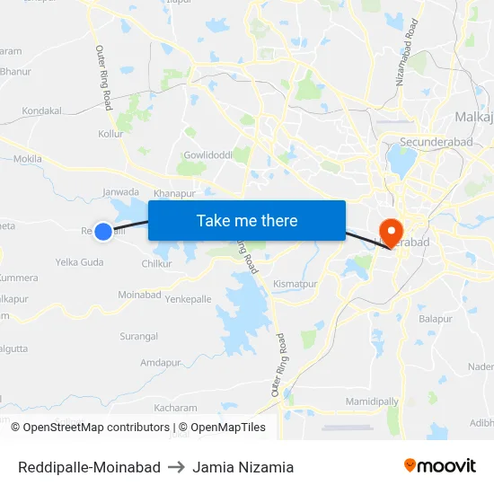 Reddy Pally Twd Veerannapet to Jamia Nizamia map