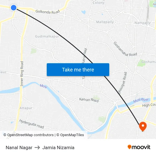 Nanal Nagar to Jamia Nizamia map