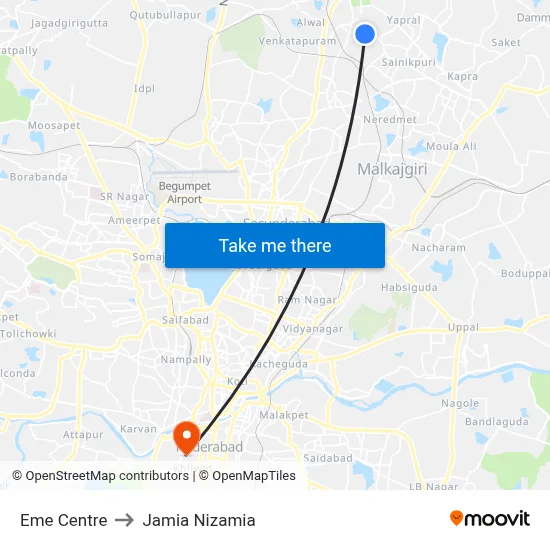 Eme Centre Twd JBS to Jamia Nizamia map
