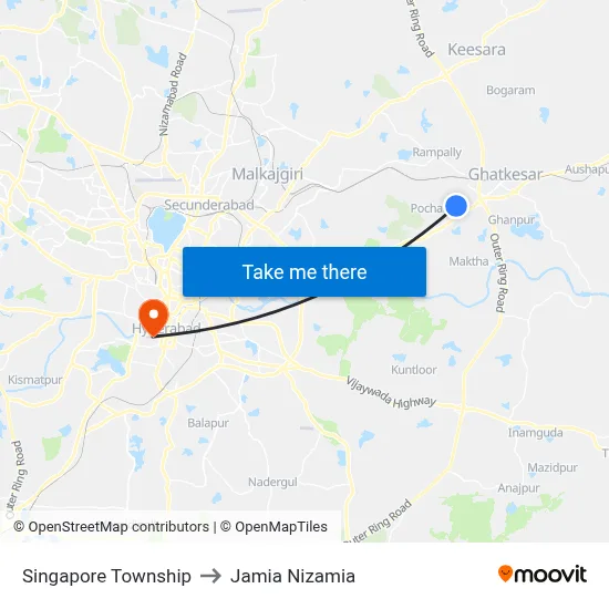 Singapore Township Twd Infosys to Jamia Nizamia map