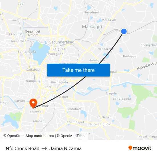 Nfc X Roads Twd ECIL to Jamia Nizamia map
