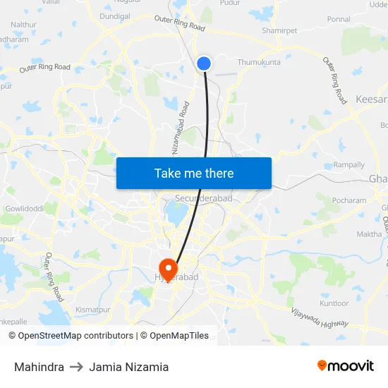 Mahindra to Jamia Nizamia map