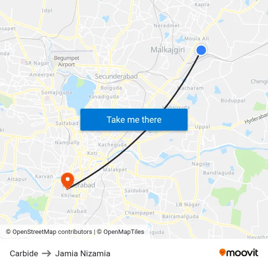Carbide to Jamia Nizamia map