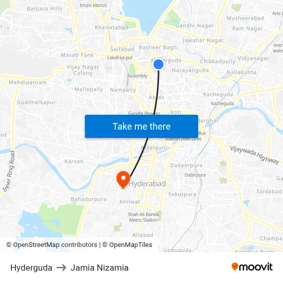 Hyderguda Twd Liberty to Jamia Nizamia map