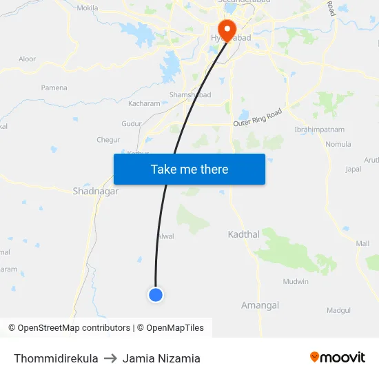 Thommidirekula to Jamia Nizamia map
