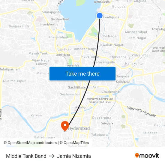Middle Tank Band to Jamia Nizamia map