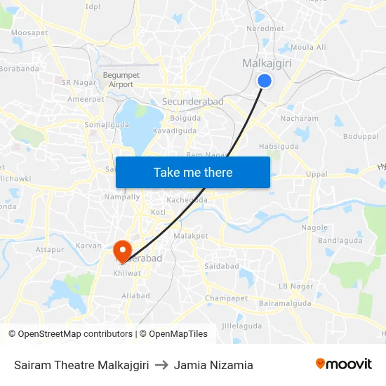 Sai Ram Theatre Twd ECIL to Jamia Nizamia map