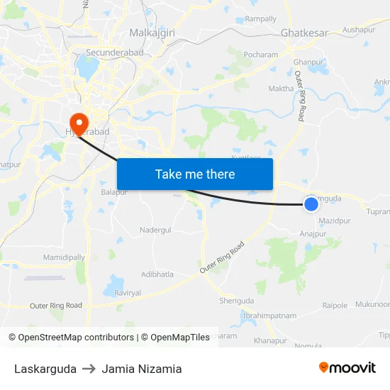 Lashkarguda Village Twd Anajpur to Jamia Nizamia map