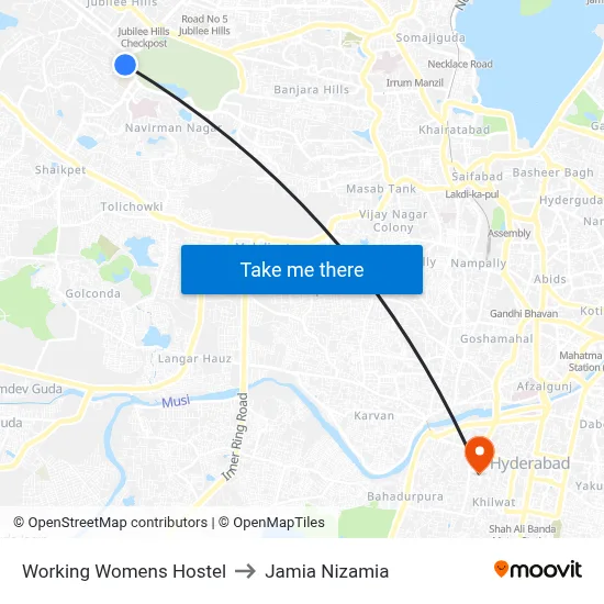 Working Womens Hostel Twd Kondapur to Jamia Nizamia map