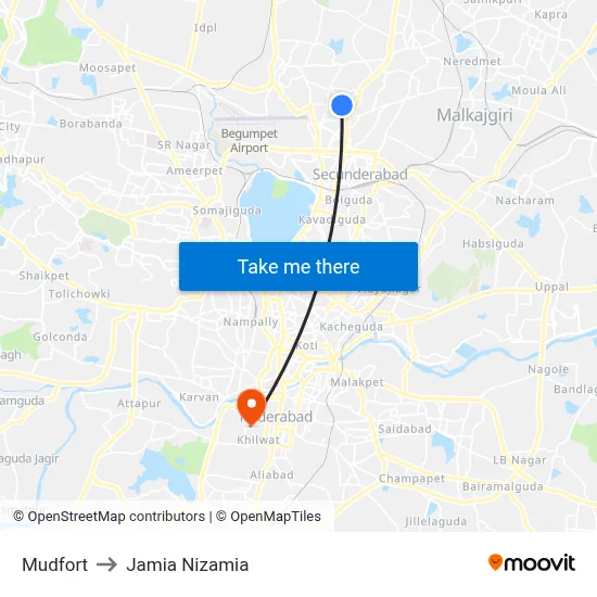 Mudfort Twd Hasmathpet to Jamia Nizamia map