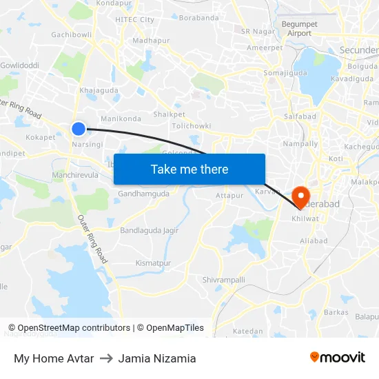 My Home Avtar to Jamia Nizamia map