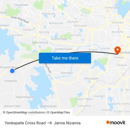Yenkepally X Roads Twd Bakaram to Jamia Nizamia map