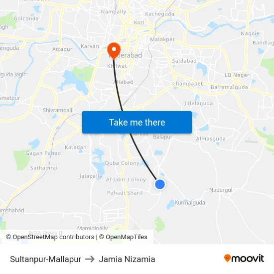 Sultan Pur Twd Balapur X Road to Jamia Nizamia map