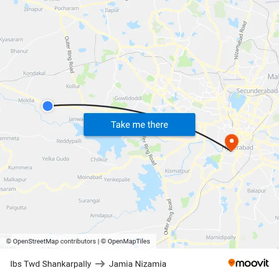 Ibs Twd Shankarpally to Jamia Nizamia map