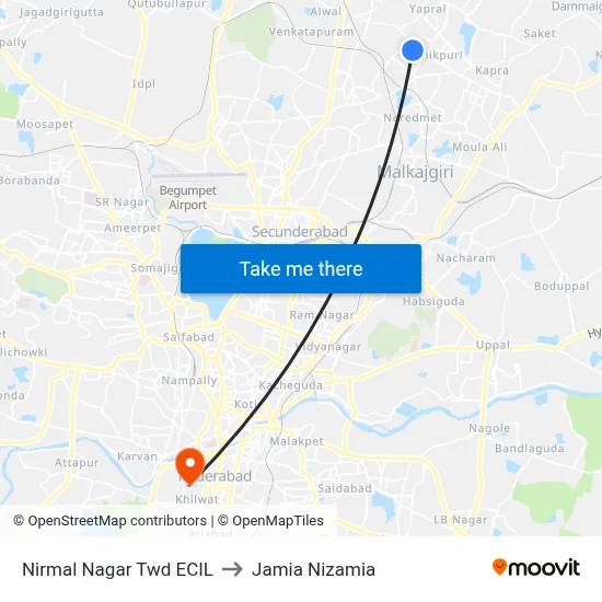 Nirmal Nagar Twd ECIL to Jamia Nizamia map