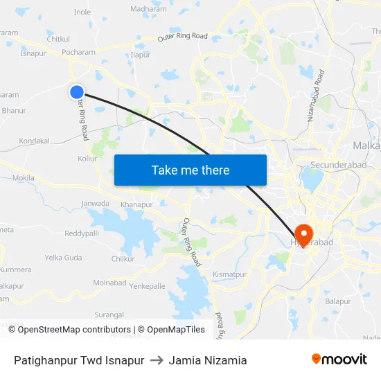 Patighanpur Twd Isnapur to Jamia Nizamia map
