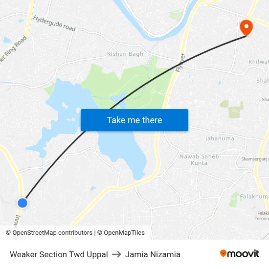Weaker Section Twd Uppal to Jamia Nizamia map
