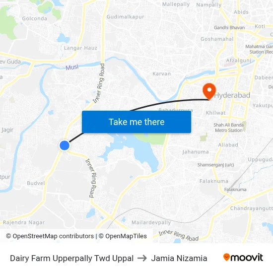 Dairy Farm Upperpally Twd Uppal to Jamia Nizamia map