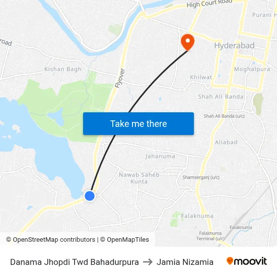 Danama Jhopdi Twd Bahadurpura to Jamia Nizamia map