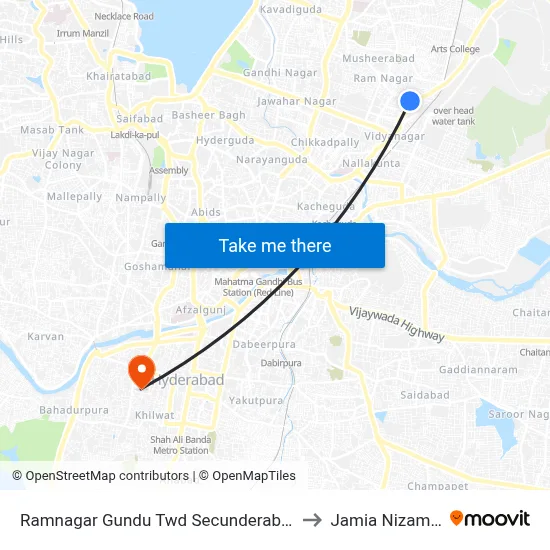 Ramnagar Gundu Twd Secunderabad to Jamia Nizamia map