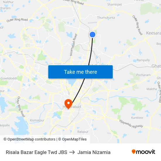 Risala Bazar Eagle Twd JBS to Jamia Nizamia map