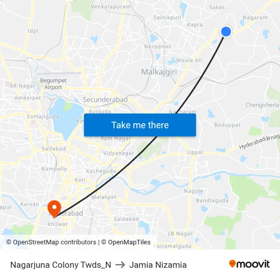 Nagarjuna Colony Twds_N to Jamia Nizamia map